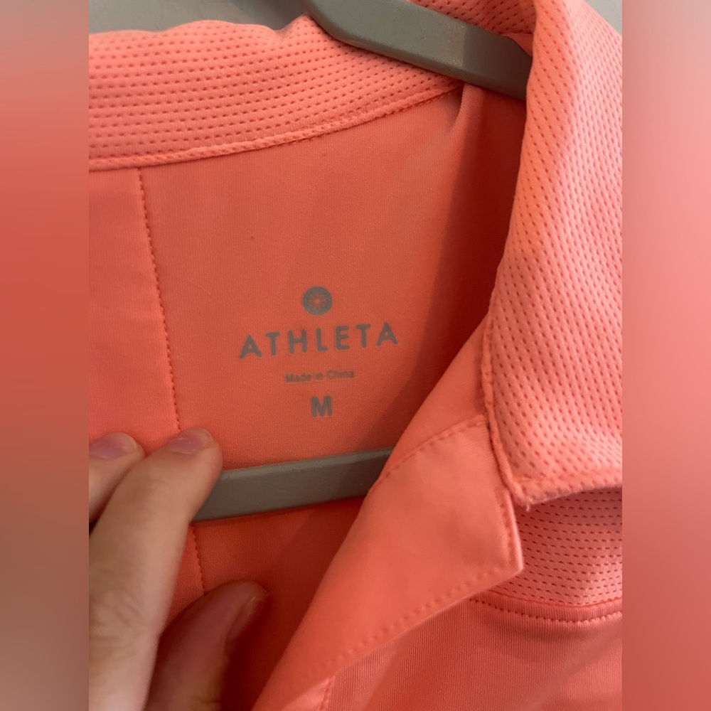 Athleta Coral/Bright Orange Short Sleeve Polo Golf Tennis Athletic - Picture 2 of 5